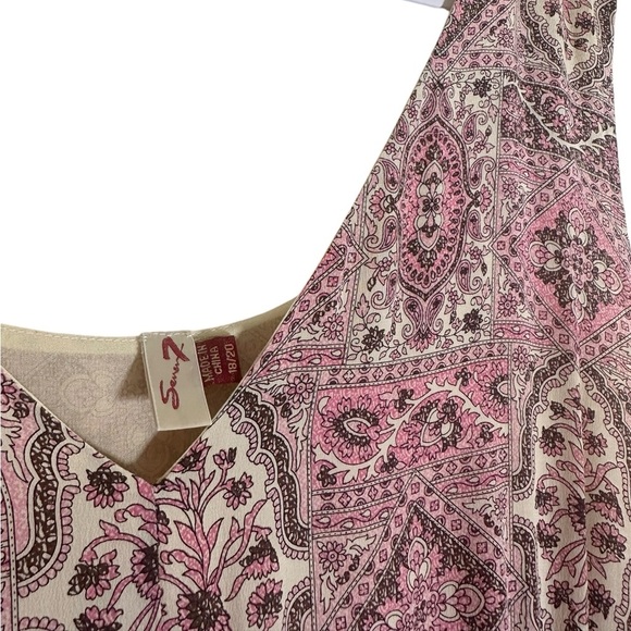 Seven7 Women’s 100% Silk Tunic Blouse | Geometric Print With Beaded Detail | XXL - Picture 4 of 6